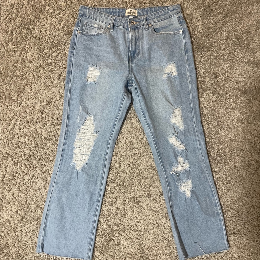 Skinny Fries distressed mom jeans